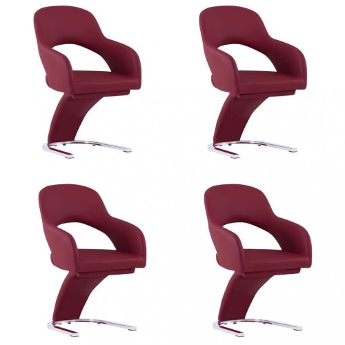 Jídelní židle 4 ks umělá kůže / chrom Dekorhome - BAREVNÁ VARIANTA: Vínová