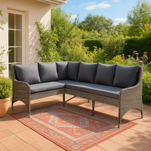 Zahradní rohové pohovky 2 ks polyratan šedé