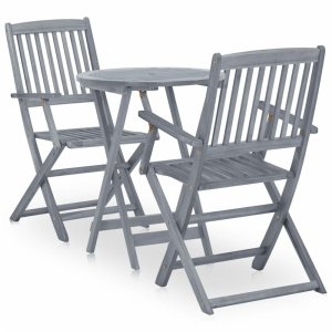 Záhradný bistro set 3 ks sivá Dekorhome