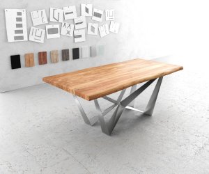Hrana jídelního stolu 200x100 XL Akácie Přírodní pavouk Plochá ocel