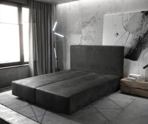 Boxspring postel Dream-Well 160x200 cm mikrovlákno antracitová