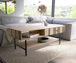 Konferenční stolek Nereos 130x60 cm mango bílá černý kov