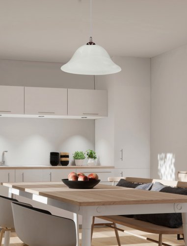 Závesná lampa Vera s medeným povrchom, 1x60W, E27, alabastrové tienidlo
