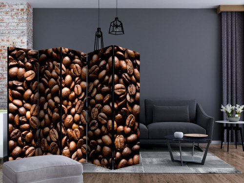 Paraván Roasted coffee beans Dekorhome - ROZMĚR: 225x172 cm (5-dílný)