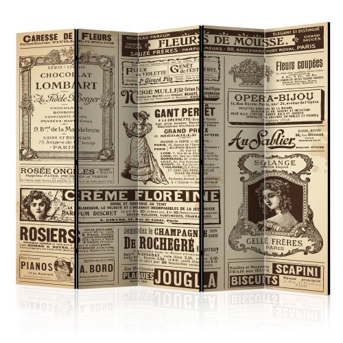 Paraván Vintage Magazines Dekorhome - ROZMER: 135x172 cm (3-dielny)