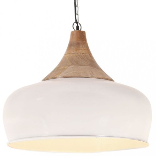 Závesná lampa biela / mangovníkové drevo Dekorhome - ROZMER: 45 cm