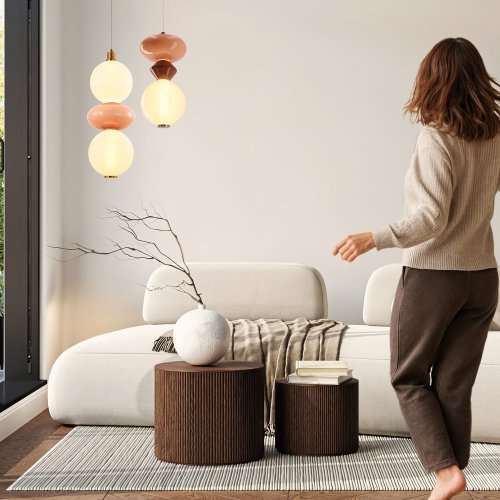 FLORES lampa wisząca mosiężny+brązowy+pomarańczowy 10W LED 3000K klosz biały