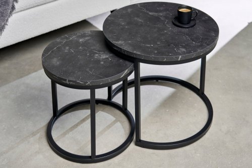 Odkládací stolek 2 ks DEION Dekorhome - BAREVNÁ VARIANTA: Černý mramor