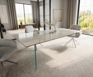 Jedálenský stôl Edge 200x100 keramický Laminam® Onice Oro ?sklenený