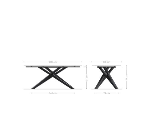 Jídelní stůl Edge 200x100cm Laminam® keramika hnědá křížová podnož