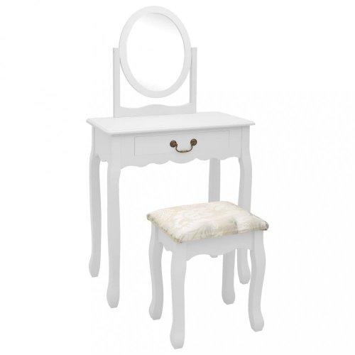Toaletní stolek s taburetem Dekorhome - BAREVNÁ VARIANTA: Bílá