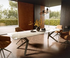 Jedálenský stôl Edge 300x100 Keramika Laminam® Onice Oro ?Zenthara