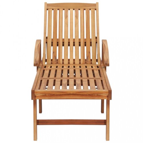 Záhradné lehátko 2ks so stolíkom teak / látka Dekorhome