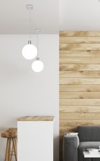 Závesná lampa s bielym tienidlom na guľu 15 cm Oden