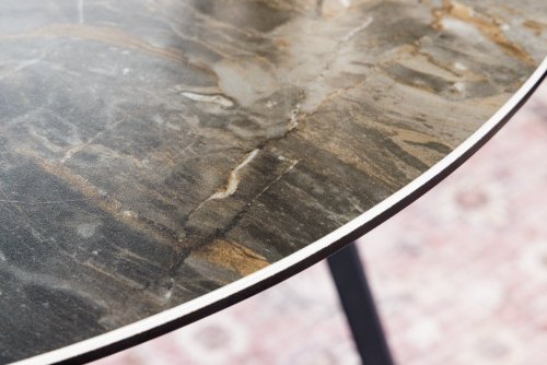 Konferenčný stolík DOSHAR 70 cm Dekorhome - BAREVNÁ VARIANTA: Bielo-sivý mramor