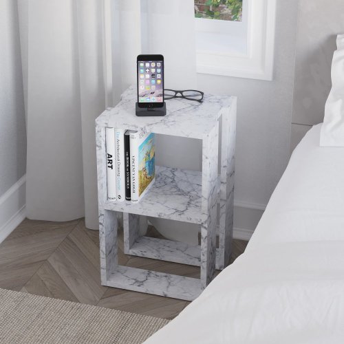 Nočný stolík Lonie - Carrara Marble