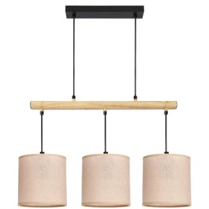 Závesná lampa Combo čierna 3x60W E27 béžové tienidlo