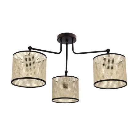 Závesná lampa TOPI čierna 3x40W E27 krémové tienidlo