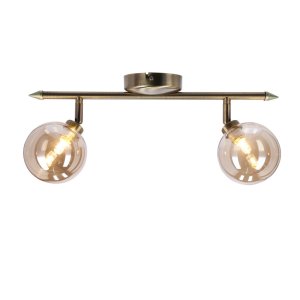 Stropná lampa Rodia patinovaná páska 2x40W g9 jantárové tienidlo