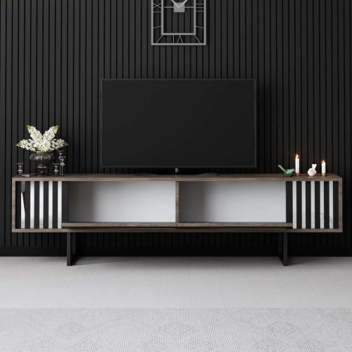 TV stolek Chrome Line - Walnut, Black
