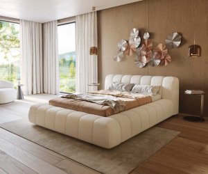 Čalúnená posteľ Cutio 140x200 cm bouclé bielo-krémová