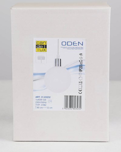 Závesná lampa s bielym tienidlom na guľu 12 cm Oden