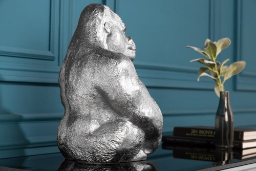 Dekoračná socha gorila ZHAM Dekorhome - BAREVNÁ VARIANTA: Strieborná