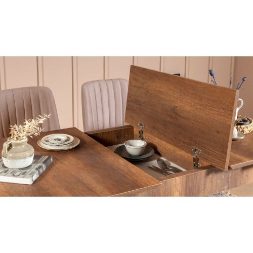 Jídelní set s rozkládacím stolem a židlemi (4 kusy) Vina 0900 - Walnut Stone