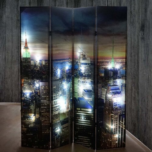 Designový LED paraván NEW YORK - ROZMĚR: 160x180 cm (4-dílný)