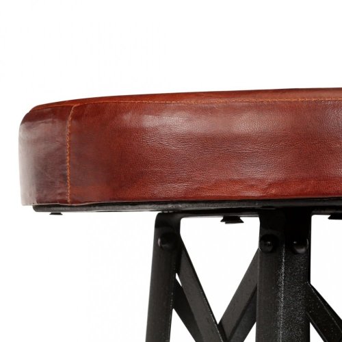 Barové židle 2 ks pravá kůže / železo Dekorhome - BAREVNÁ VARIANTA: Černá / hnědá