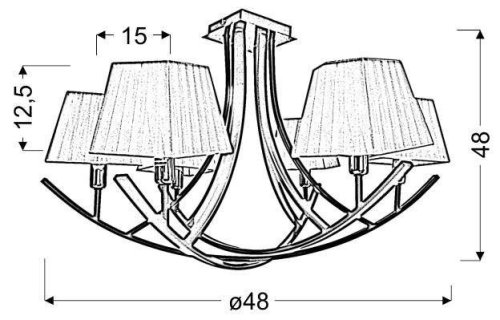 Stropné svietidlo čierno-biele tienidlo luster 6x40W Valencia