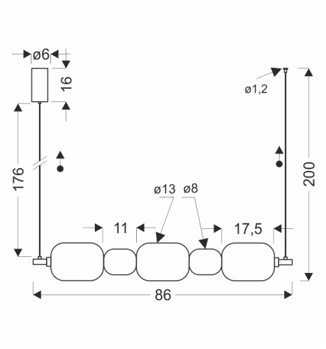 PLAYA lampa wisząca czarny pozioma 15W LED 3000K klosz bezbarwny