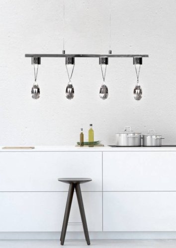 Závesná LED lampa s chrómom a kryštálmi 4x3W Prisma