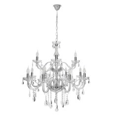 Závesná lampa Cristallo chróm 12x40W E14 priehľadná