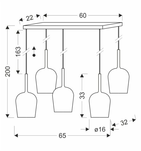 Lampa wisząca Glaxi szklane kolorowe klosze 5xGX53 nad stół do salonu i jadalni