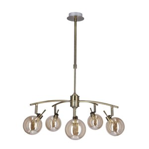 Závesná lampa Lentini patina 5x40w g9 jantárové tienidlo