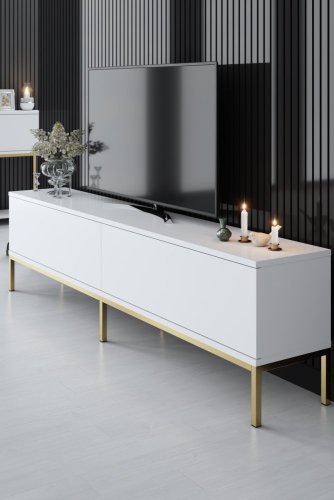 TV stolek Lord - White, Gold