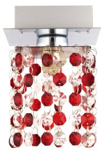 Stropní svítidlo G9 Classic chrom/červený křišťál