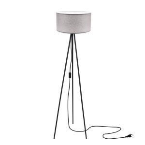 Stojací lampa SHANTI černá 1x40W E27 stínidlo šedé