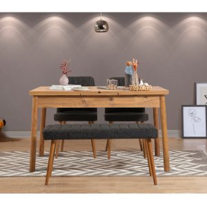 Jídelní set s rozkládacím stolem a židlemi (4 kusy) Santiago Atlantice-Anthracite