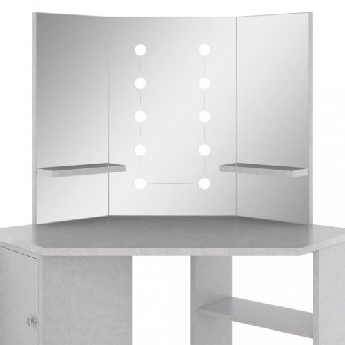Rohový toaletný stolík s LED Dekorhome - BAREVNÁ VARIANTA: Svetlosivá