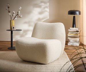 Lounge kreslo Zena 75x85 cm bouclé biela