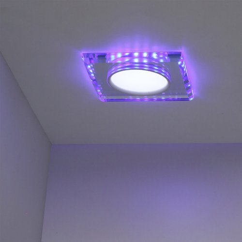 Stropní svítidlo chrom/modré čtvercové LED SSP-22