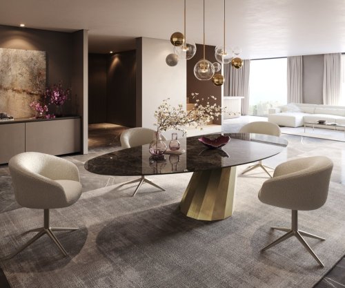 Jedálenský stôl Edge oválny 280x130 keramika Laminam® Emperador extra