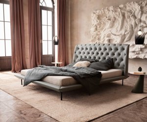 Čalúnená posteľ Rafinata 180x200 cm umelá koža svetlosivá