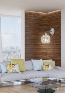 Chrómová zrkadlová nástenná lampa so sieťkou Ray