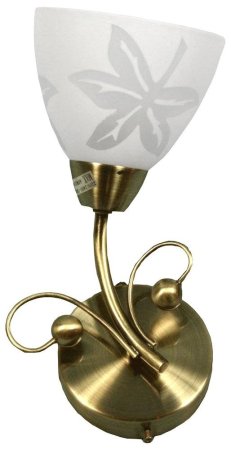 Patinovaná nástenná lampa, biele tienidlo so vzorom, 40W E14 Leila