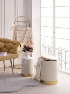 Chest Pouffe Set (2 Pieces) Comfort - Cream