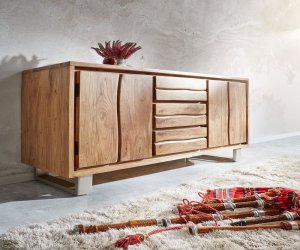 Komoda Live Edge 170 cm akácie přírodní 3 zásuvky 4 dvířka