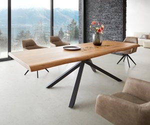 Jedálenský stôl Edge 260x100 XL akácia prírodná krížová podstava